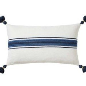 Serena & Lily Addie Stripe Lumbar 12”x21” Pillow in Navy & White - NWT